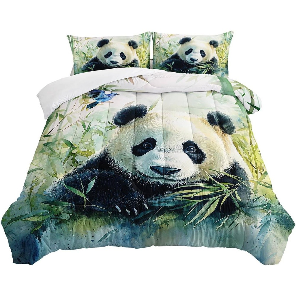 Panda Bear Comforter Set with 2 Pillow Shams - Twin